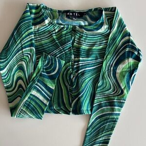 Motel Rocks Green and Blue Swirl Top